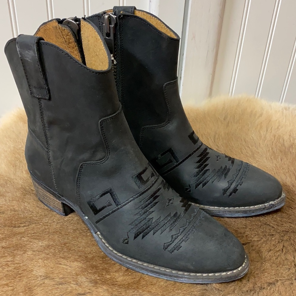 Diego di Lucca Remington Southwestern Western Cowboy Ankle Boots Booties 6